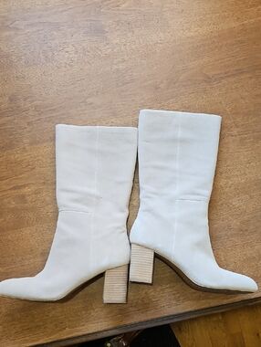 Splendid Cream Mid-Calf Block Heel Boots